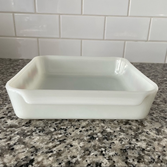 Vintage Anchor Hocking Fire King Square Milk Glass 1970s Dish Fruit Harvest - Picture 4 of 9